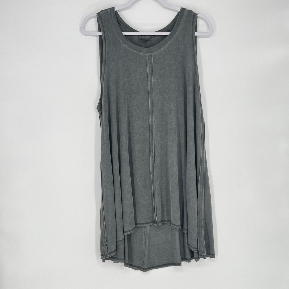 POL Womens M Charcoal Gray Mineral Wash Swing Tunic Tank Top Boho Lagenlook